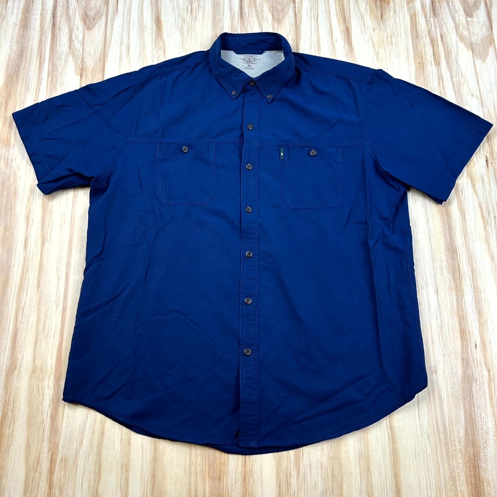 G.H. Bass & Co. Fishing Shirt Mens XL Blue Short Sleeve Performance Hiking Trail